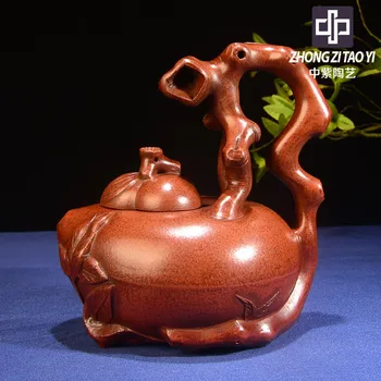 

In Purple Modern Old Dark-red Enameled Pottery Teapot Taiwan Backflow Imitate Old Kettle One Factory The Cultural Revolution