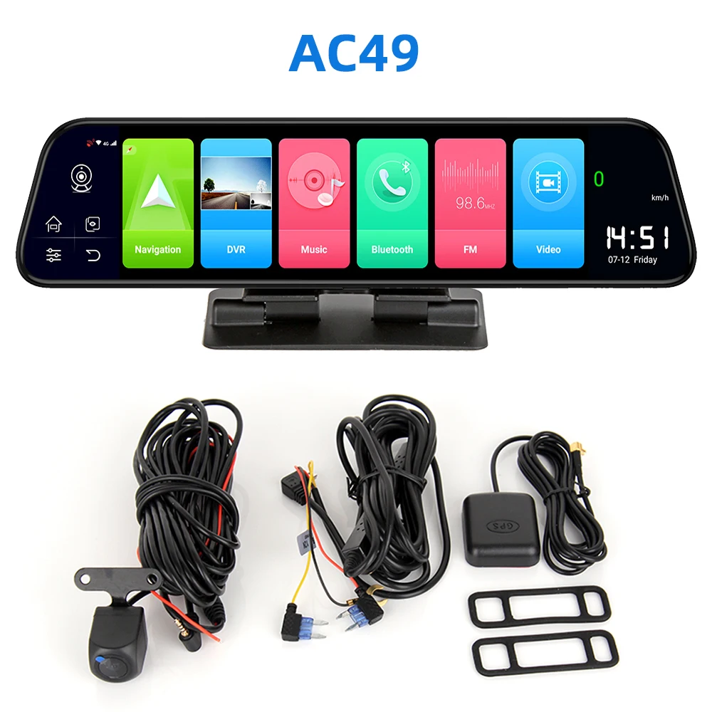 Antcam 12 inch Car Rearview Mirror DVR 4G ADAS Android 8.1 GPS Navigation Dash cam Dual Lens FHD 1080P Car Video Camera Recorder