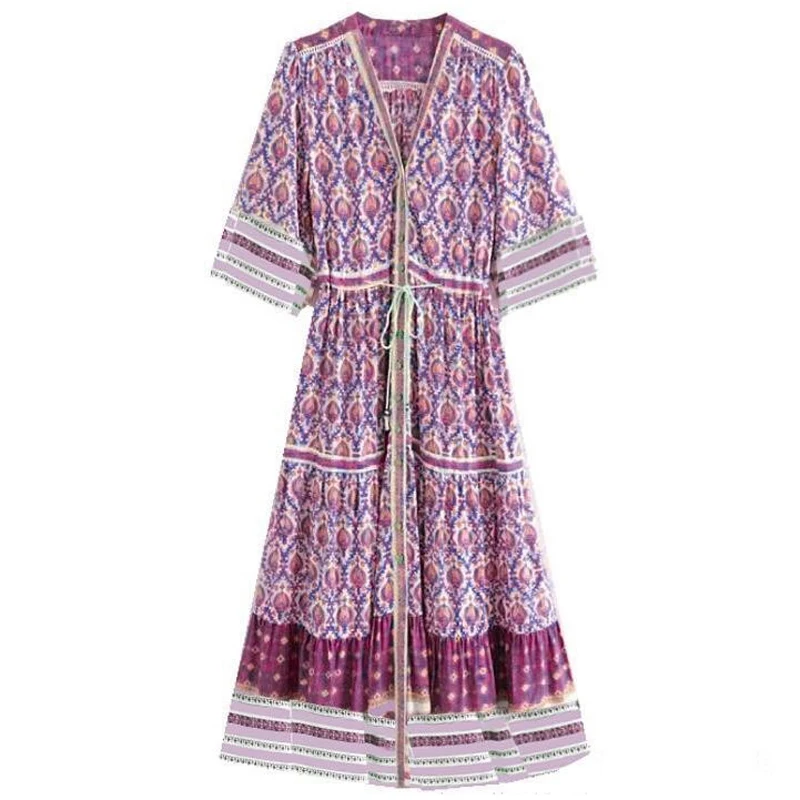 

Women Dress Ladies Beach Summer Split Sundress Fashion Sexy Half Sleeve Casual Button Front