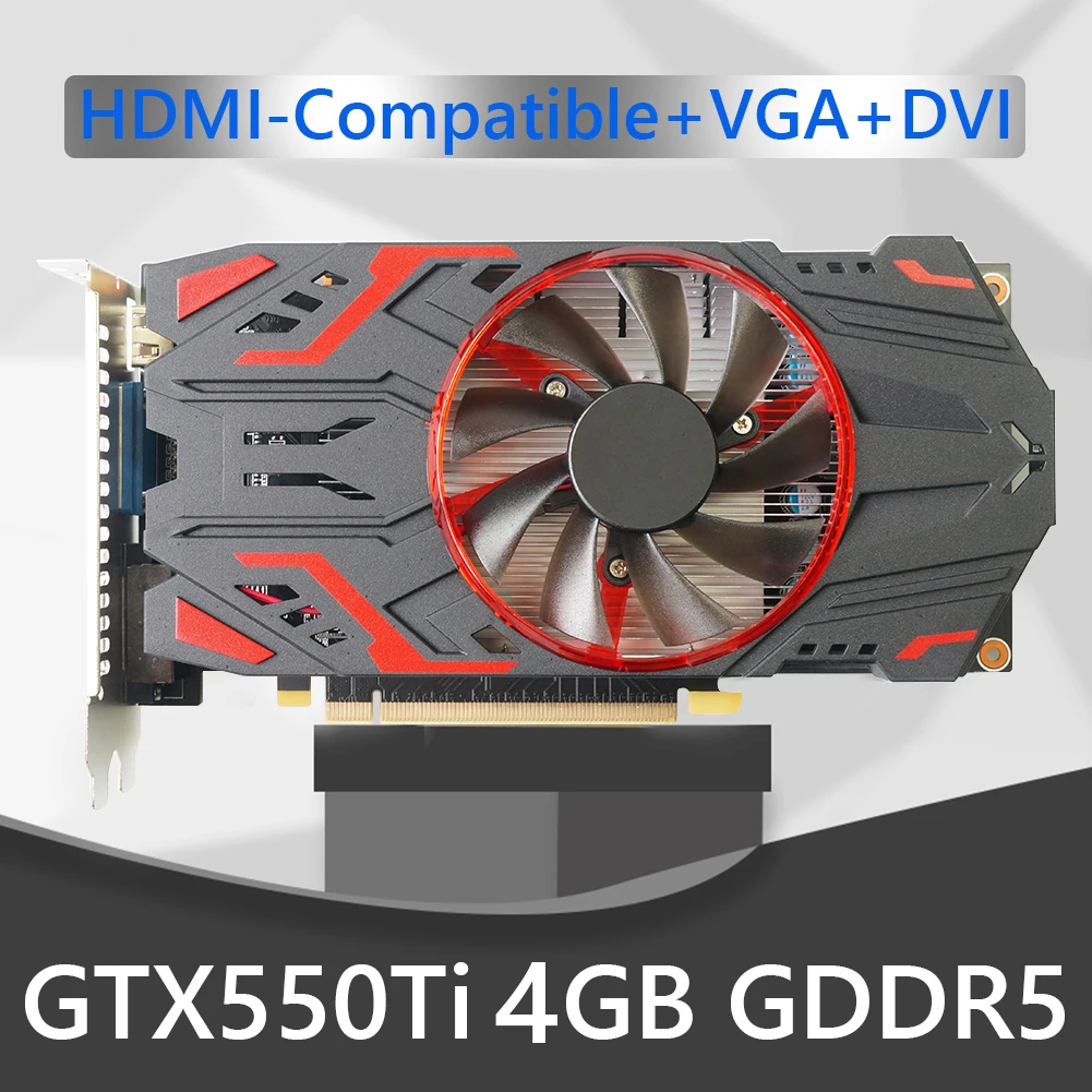 Gaming Graphic Card for NVIDIA GTX 550 Ti 4GB GDDR5 128 Bit PCIE 2.0 HDMI-Compatible/VGA/DVI Interface Video with Cooling Fan