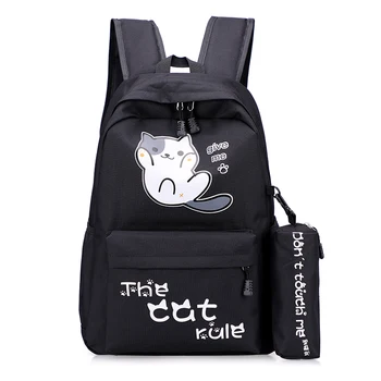

Women Cat Oxford Backpacks Letter Printing Travel School Bag Rucksack For Teenager Girl Laptop Backpack Student Mochila Feminina