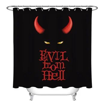 

Halloween Hell Demon Waterproof Fabric Shower Curtain Set Bathroom Hooks