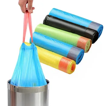 

Behogar 75pcs Disposable Garbage Trash Bags with Drawstring for Bathroom Bedroom Home Kitchen Office Trash Cans Random Color