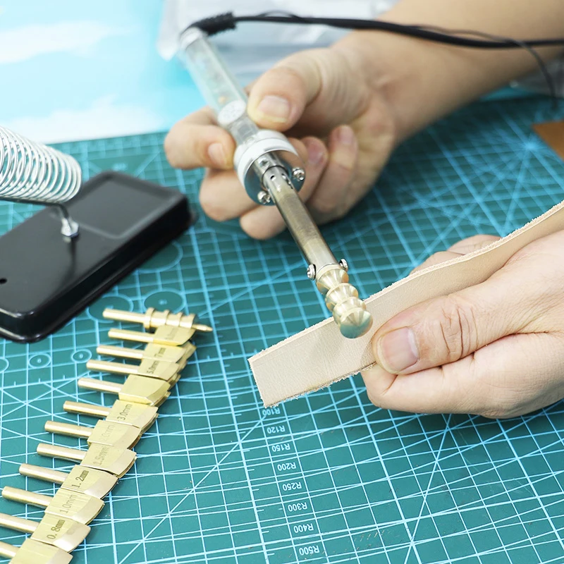 Leather Craft Tool Leather Brass Soldering Iron Tip Polishing Tool DIY Leather Craft Burning Edge Pressing Edge Banding Machine Line Branding Tool