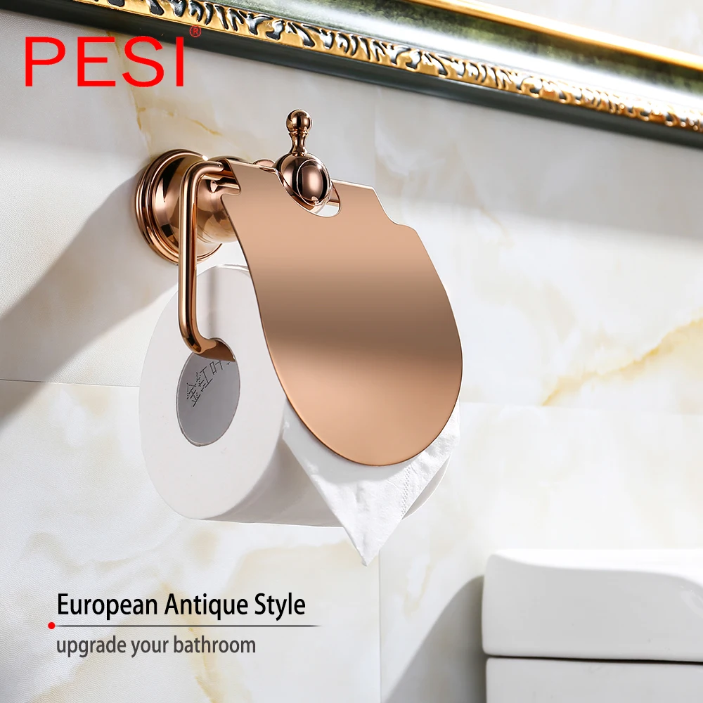 

Toilet Paper Tissue Bathroom Accessories Hardware Set Robe Coat Hook Towel Rail Rack Bar Shelf Toothbrush Holder, Rose Gold.
