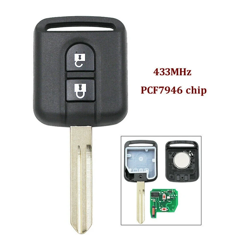 2 кнопки 43 Гц ID46 PCF7946 чип дистанционного ключа автомобиля для Nissan Elgrand X TRAIL Qashqai Navara