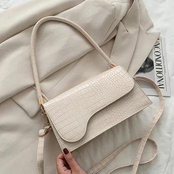 

Elegant Baguette Bags for Women 2020 Fashion Brand Handbags Designer Shoulder Bag Alligator Pattern Armpit Bags Crossbody