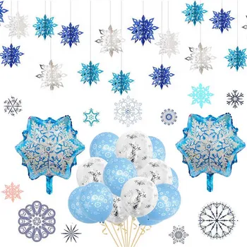 

Christmas Decorations for Home Snowflake Garland hanging Xmas Ornaments winter Party Snow flake balloon Decor Navidad New Year