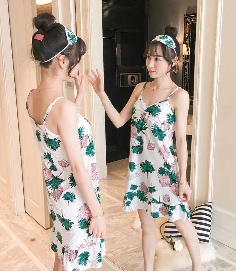 Новые продукты, Корейская стильная ночная рубашка, летняя Милая Короткая юбка, Студенческая Пижама с нагрудным подкладом, Женская Сексуальная Домашняя одежда
