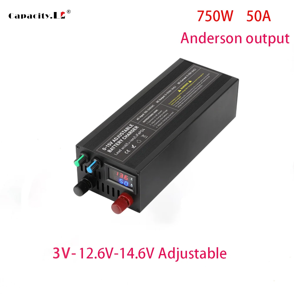 12V Lifepo4 charger 60A 750W lithium battery charger 900W 12.6V 14.6V 50A adjustable voltage and current 3S 4S power adapter - ANKUX Tech Co., Ltd