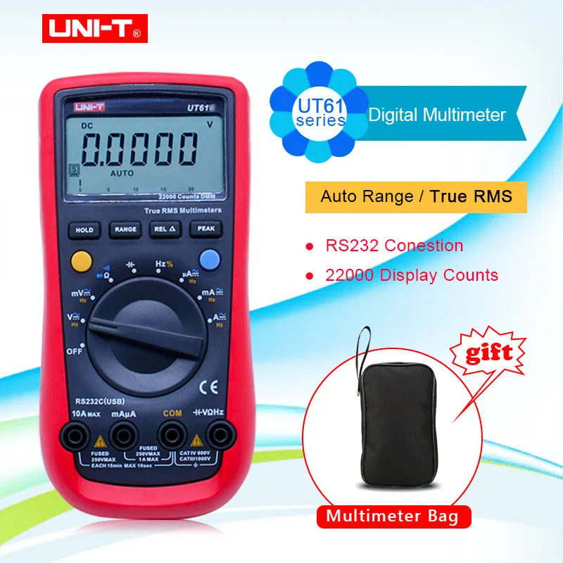 US $45.49 Uni T Ut61a Ut61b Ut61c Ut61d Ut61e Digital Multimeter True Rms Ac Dc Meter Software Cd Data Hold Multitester Gift