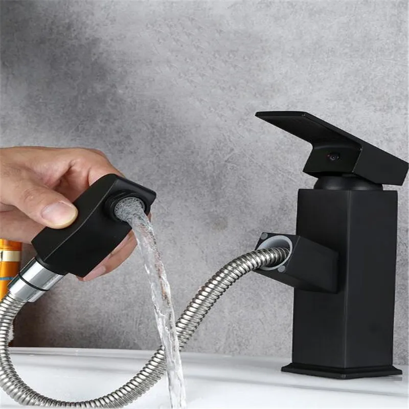 

Torneira Pull Out Bathroom смеситель для ванной Basin Sink Faucet Single Handle Hot and Cold Water Brass Mixer Tap