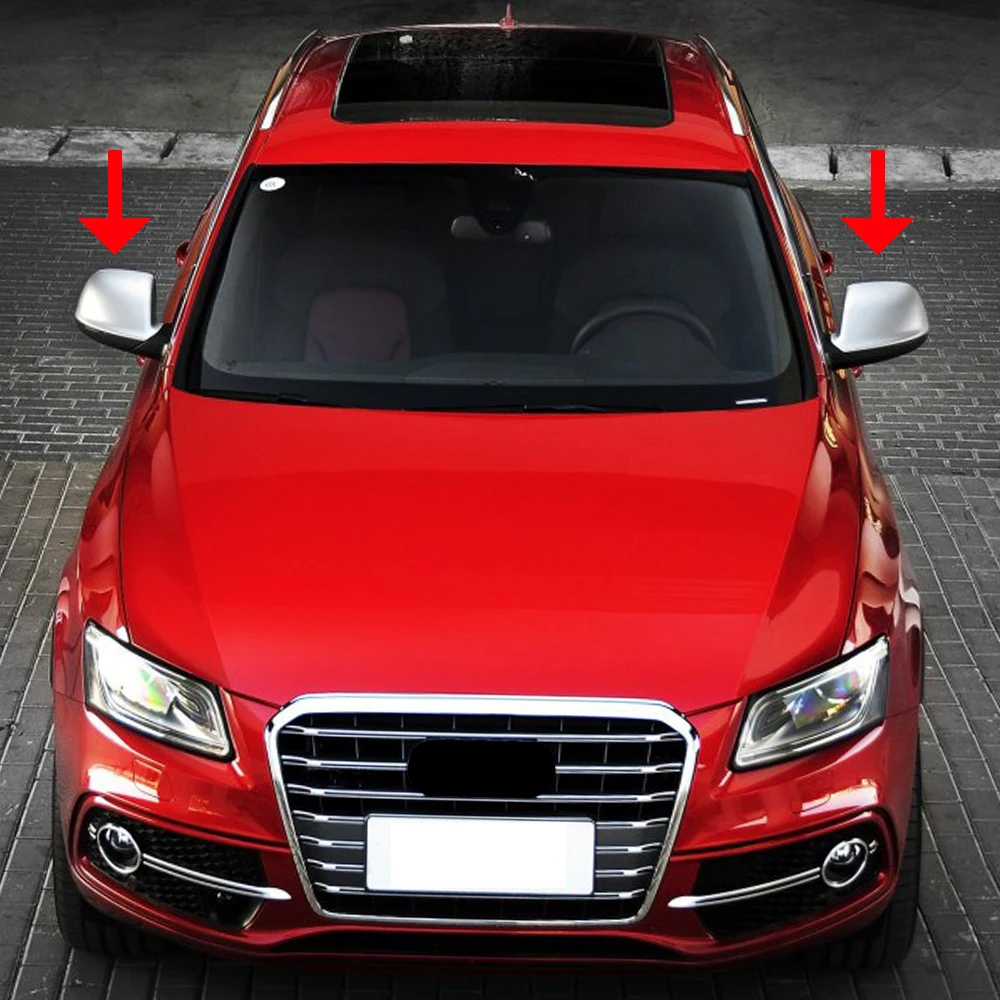 ANZULWANG For Audi Q5 8R Q7 4L SQ5 Chrome Side Mirror Cover Caps 2009 2010 2011 2012 2013 2014 2015 2016 Silver Matte