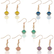 Милый планета Цвет звезды металлические подвесные серьги мульти Цвет дополнительный милые Для женщин новые модные ювелирные изделия Kawaii выберите прямые продажи