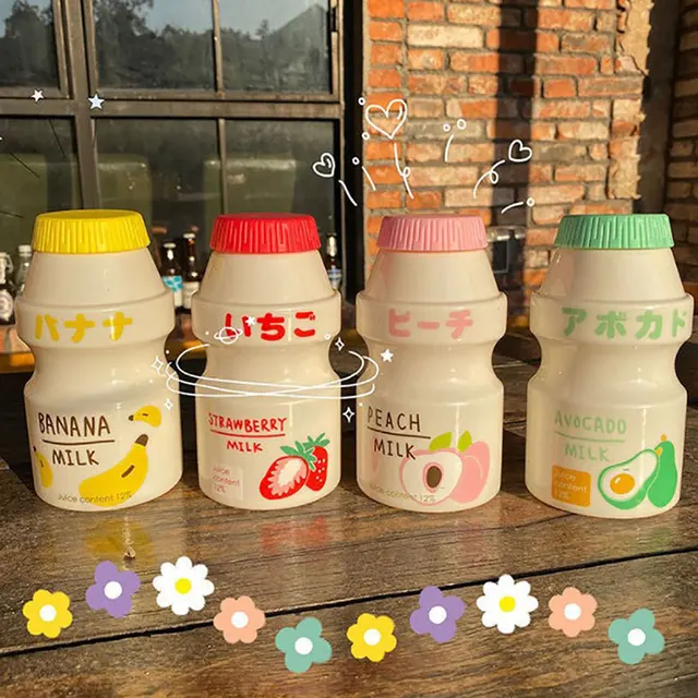 480ml Plastic Water Bottle Cute Tour Drinking Bottles Shaker Yakult Shape Kawaii Milk Carton Glass Water Bottles For Girl Bidon 3