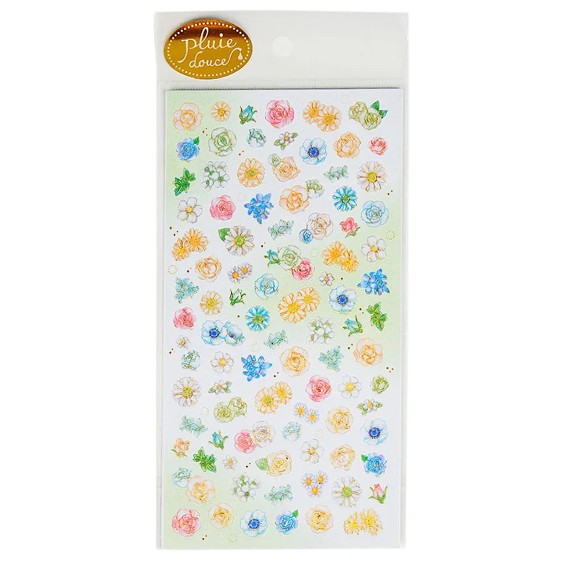 5 sheets children classic toys artistic flower korea stickers DIY PVC decals on stationery diary album kids girls birthday gift