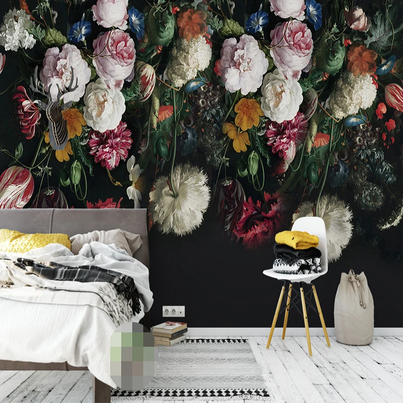 Custom-Any-Size-3D-Wall-Murals-Wallpaper-Retro-Hand-Painted-Floral-Wall-Painting-Living-Room-Bedroom