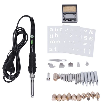 

GYTB Eu Plug ,60W Electric Soldering Iron Carving Pyrography Tool Welding Tips Kit Wood Embossing Burning Soldering Pen Set