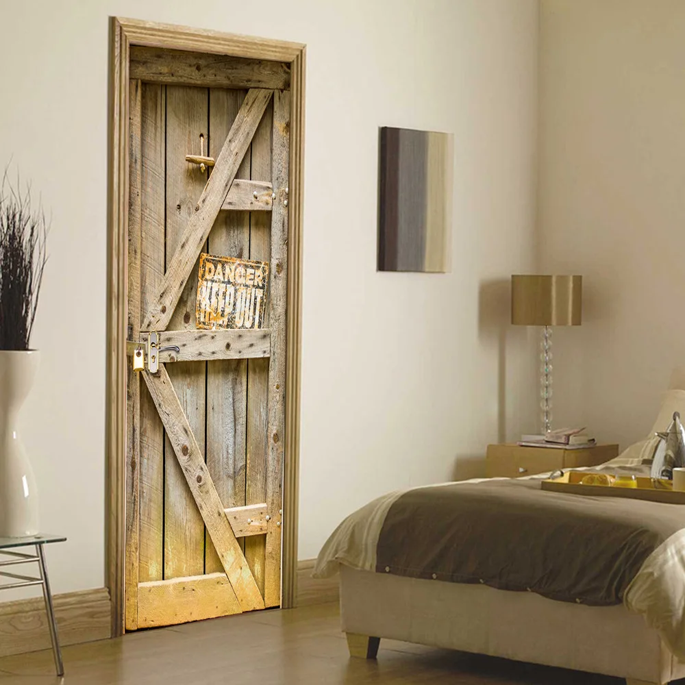 

Warning Note Dangerous Wood Door Sticker European Creative Decoration 3D Stereo Wall Sticker