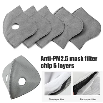 

5 Layers Anti PM2.5 Dustproof Replacement Mask Filter with Activated Carbon for Mouth Face Masks Cycling Working Protector