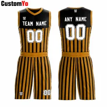 На заказ черно-оранжевые баскетбольные рубашки в полоску модная Двусторонняя сублимационная баскетбольная майка