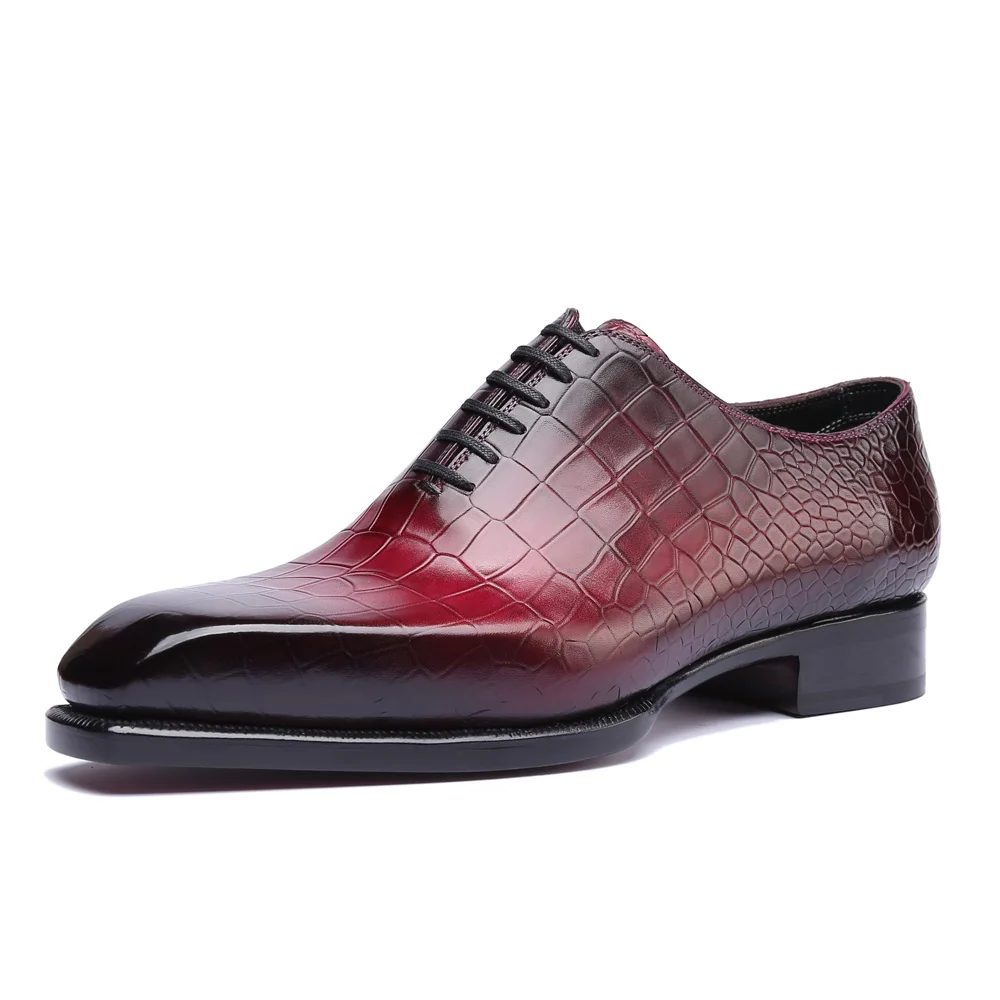 Мужские модельные туфли из натуральной кожи; винтажные Туфли-оксфорды ручной работы в стиле ретро; деловые Модные Туфли-оксфорды для свадебной вечеринки - Цвет: Red