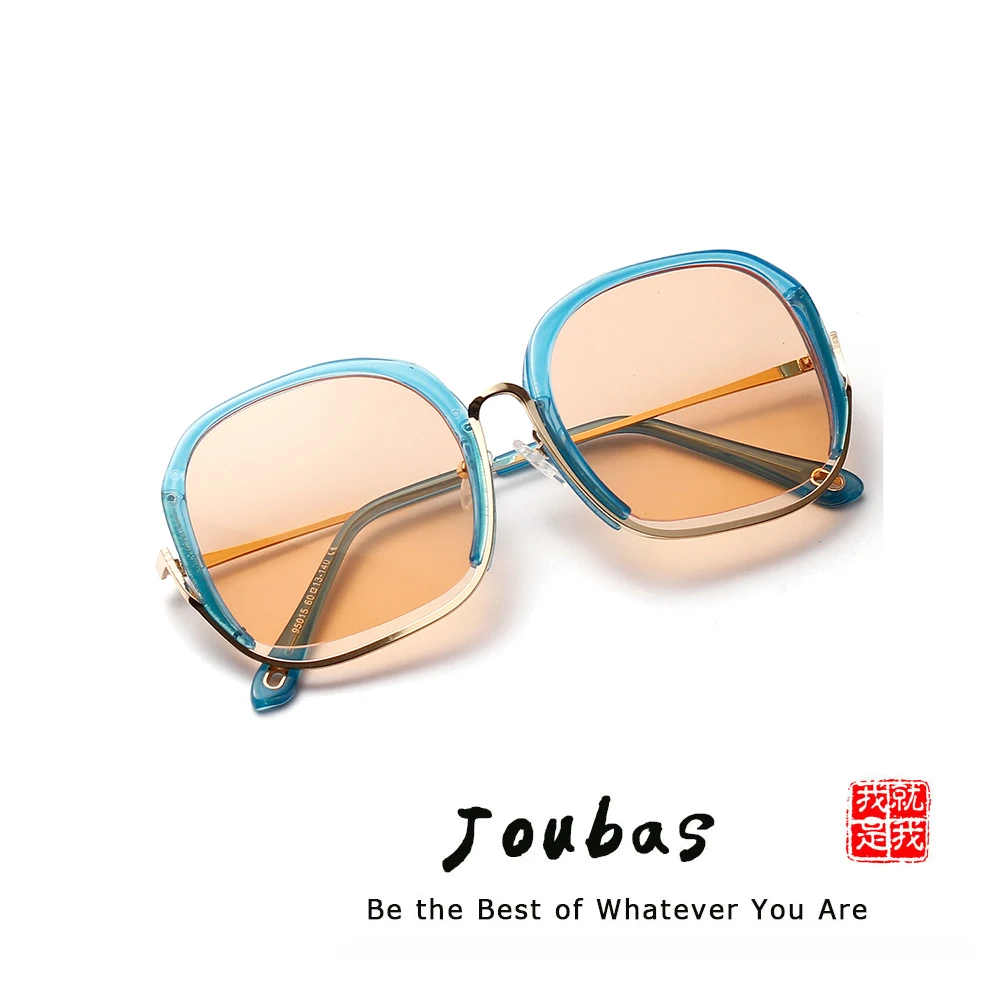 

Joubas Square Sunglasses Womens 2019 Oversized PInk Clear Sun Glasses Half frame Fashion Shades for Women Brand Deginer Eyewear
