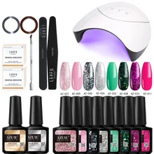 Azure beauty 18 шт./лот 36 Вт УФ-лампа комплект гель-лака замочить от длительного действия Гель-лак блеск лак для ногтей с базовым верхним покрытием наборы