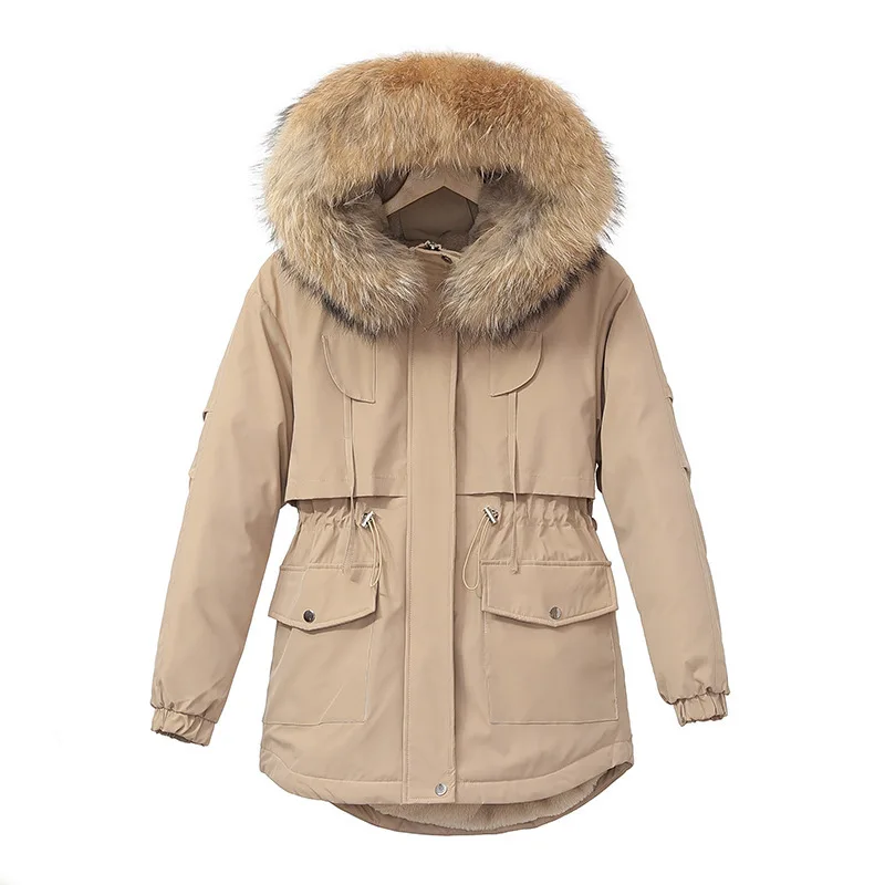

2020 Winter Long Women Coat Down cotton Jacket Plus size Cotton Padded parka solid high quality fake fur collar female clothing