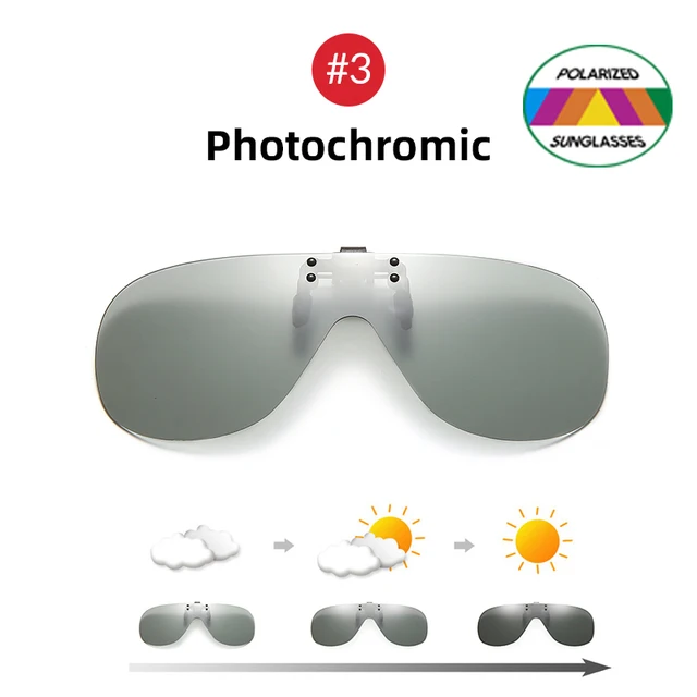 VIVIBEE Rimless Flip Up Clip On Sunglasses Men Driving UV400 Polarized Mirror Blue Lens Fishing Big Size Fancy Design Eyeglasses 3 Photochromic