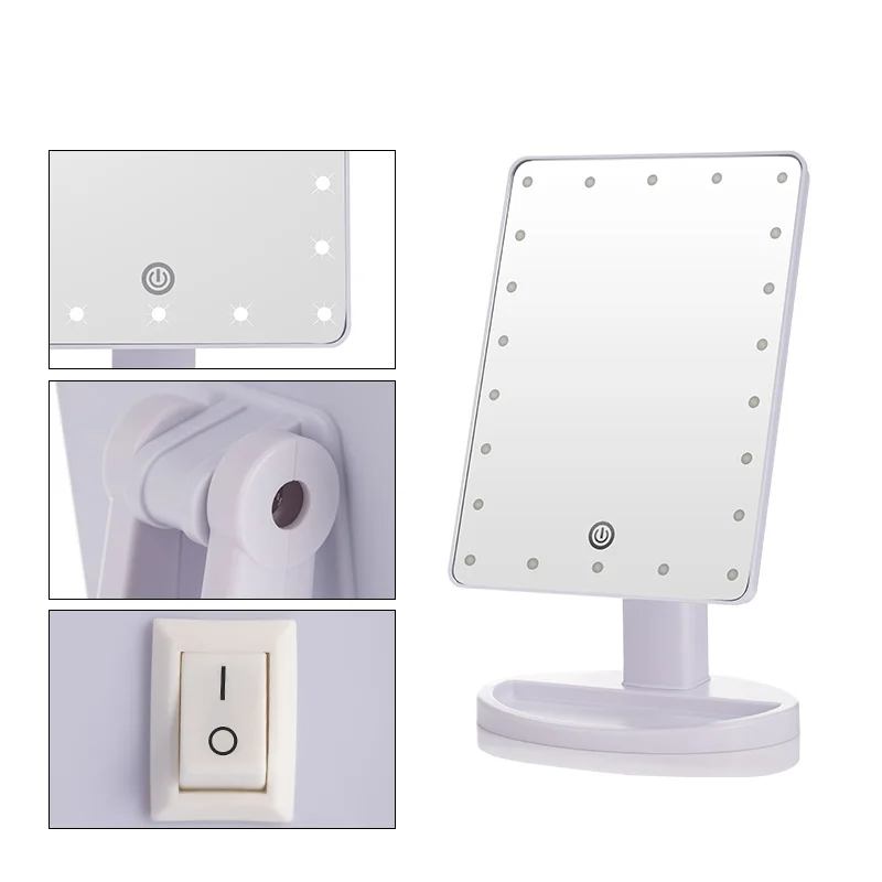 ROSALIND Makeup Mirror Touch Screen Illuminated 22 LED Light 10X Wall Table Desktop Vanity Mirror Adjustable Batteries Cosmetics