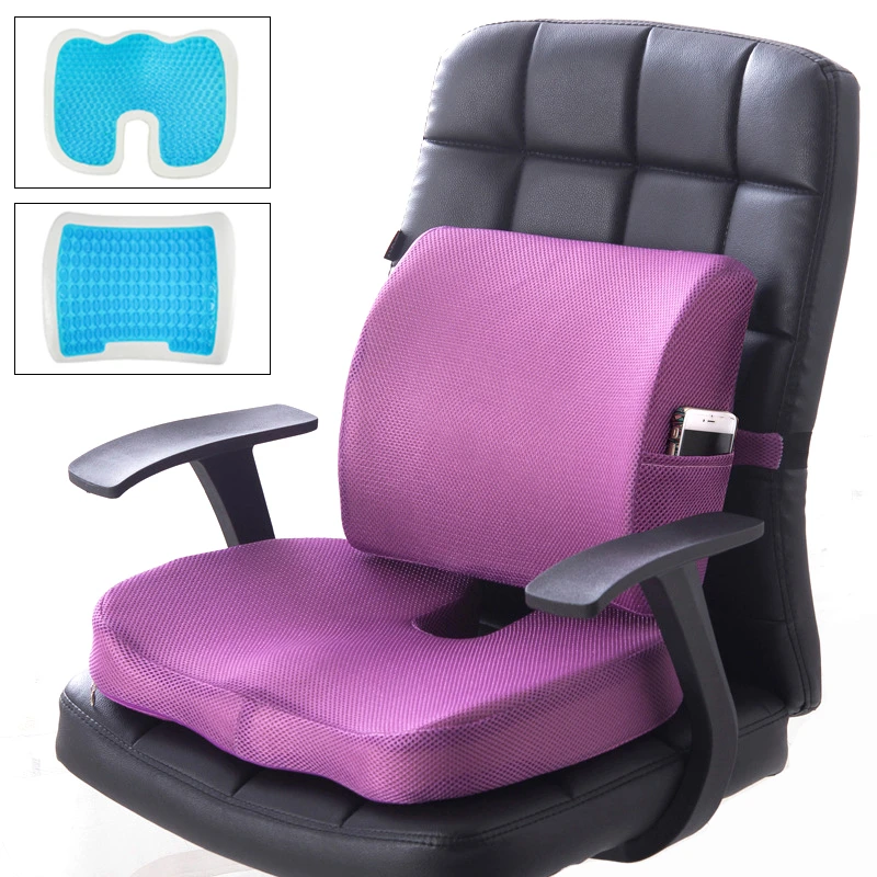 2 mesh cloth purple Автомобильное кресло подушка для спины набор Удобные пены памяти массажные на сиденья Подушка на спинку стула Подушка плюшевая сетка массаж в офисе подушка - Цвет: 2 mesh cloth purple