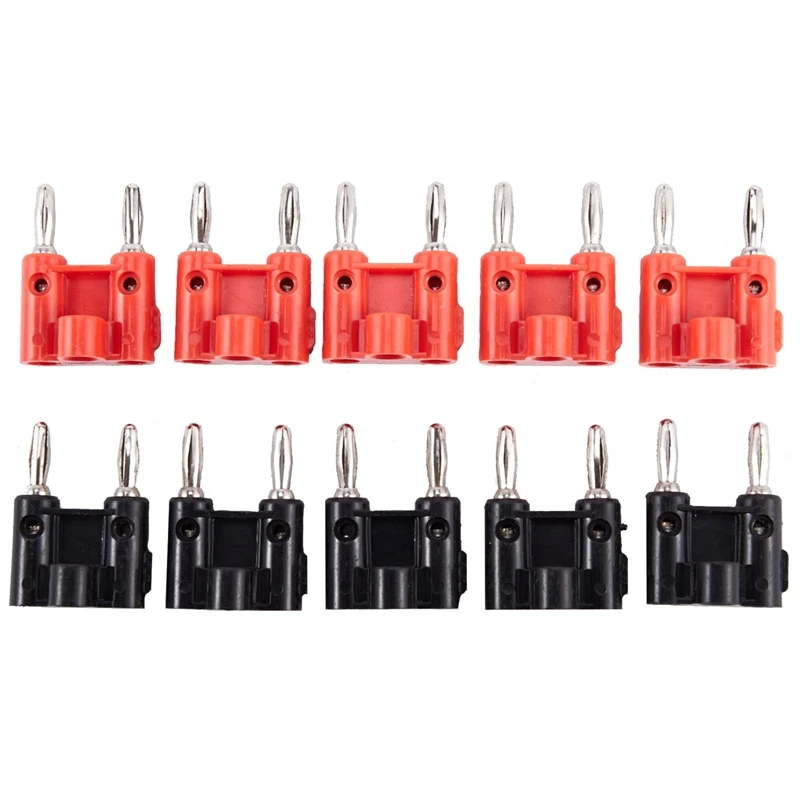 

10pack Dual Banana Plug Speaker Connectors Screw Type Black+Red