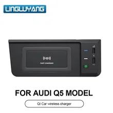 15W fast car QI wireless charger charging phone holder Pad USB for Audi Q5 SQ5 2018-2020