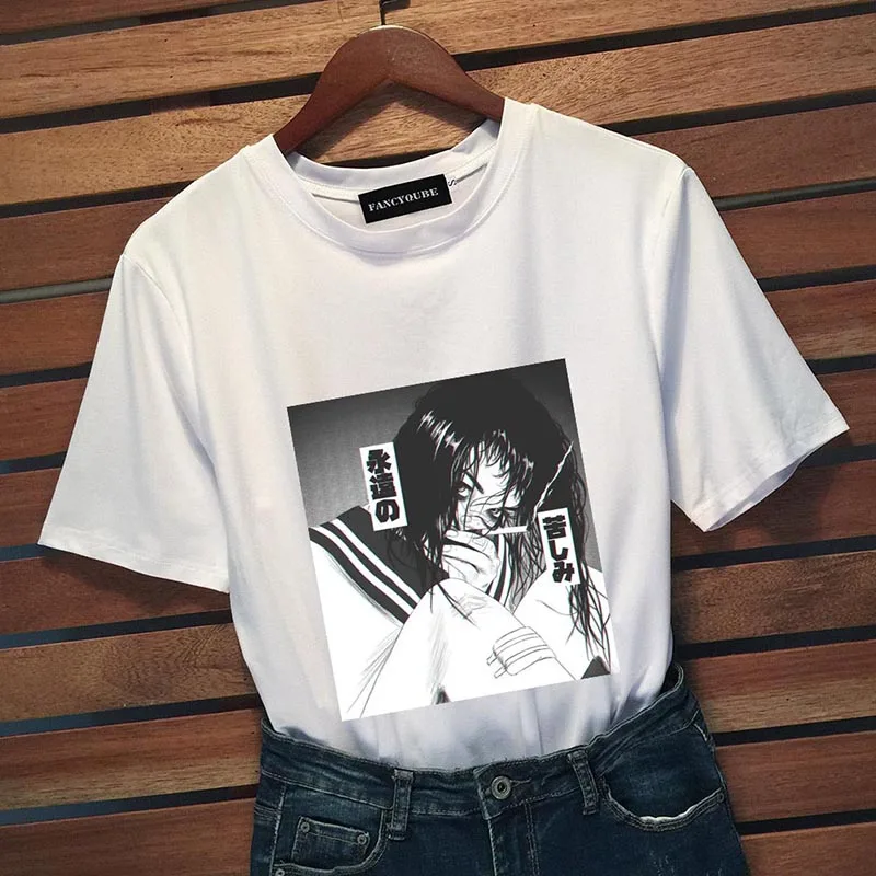 Anime Tomie Junji Ito Tee Women Horror Manga Printed Tops Female Anime Guro Japan Jap O-neck Tshirt Homme