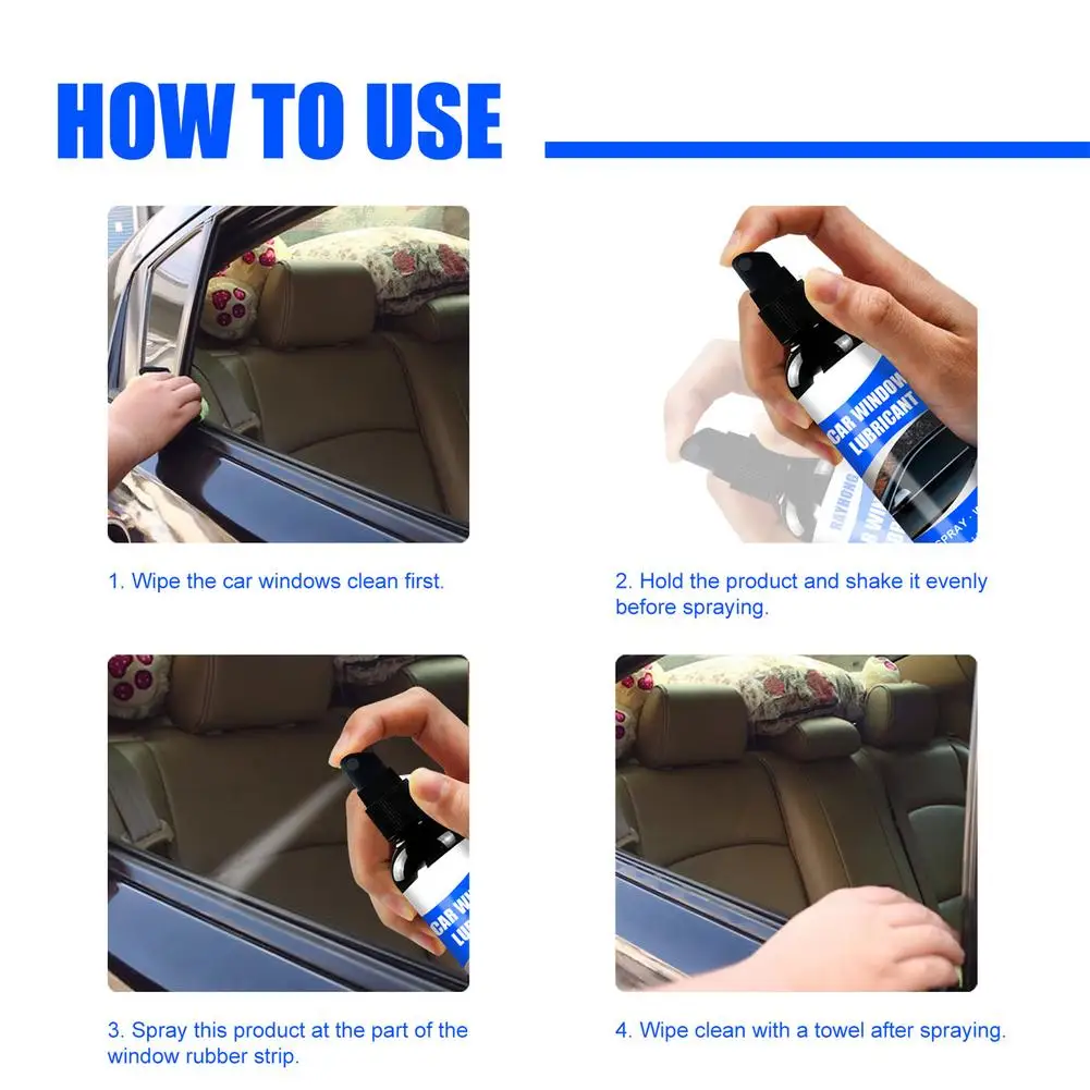 60ml Car Window Lubricant Car Door Noise Reduction Lubricants Spray Auto Rail Maintenance Anti-rust Grease Sprays Protection