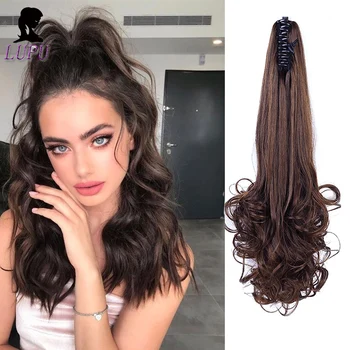 

LUPU Synthetic Long Curly Ponytail Claw Clip In Hair Extensions For Women Fake Hair Pony Tail With High Temperture Fiber