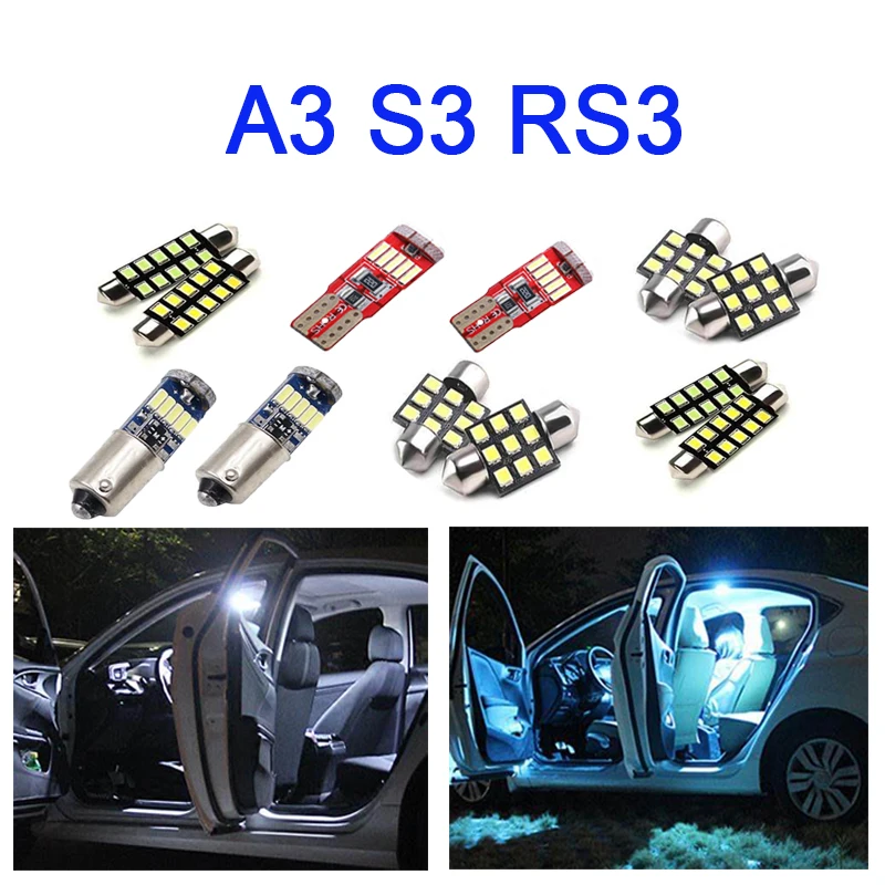 

White 100% Canbus Error Free LED interior dome map overhead light Kit for Audi A3 S3 RS3 8L 8P 8V (1996-2015)