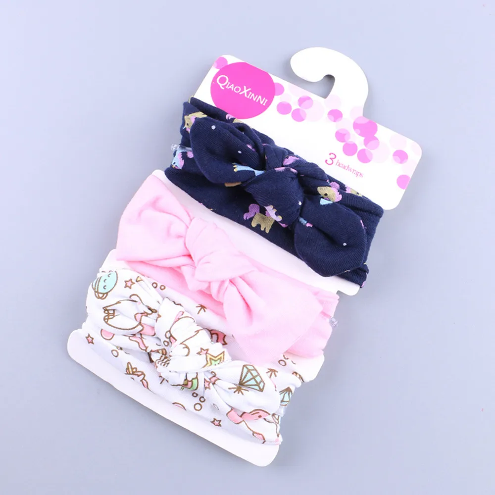 3pcs/lot Cute Bow Baby kids Simple Bunny Ear Bow Hairband Turban Newborn Headbands Hairbands for Kids Baby Hair Accessories
