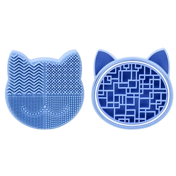 

Tools 2 In 1 Pad Scrubber Silicone Drying Holder Washing Cartoon Makeup Brush Cleaner Mat Cleaning Storage Case Portable