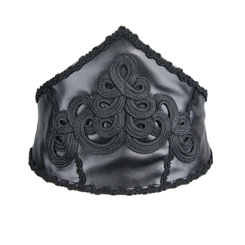 Дьявол Мода готический пояс женский черный PU пояс корт корсет - Color: Black