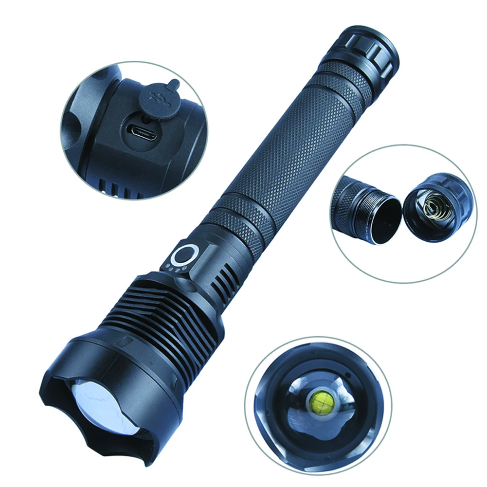 XHP70 5 Mode LED USB Rechargeable Zoomable Flashlight Outdoor Waterproof Aluminium Alloy Torch For Hunting Camping Search