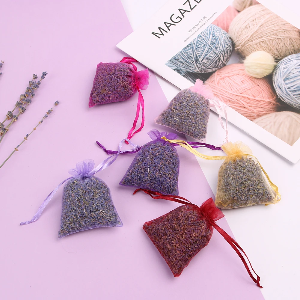 15Pcs Lavender Scented Sachets Bag Organza Bags Dried Flower Sachet Flower Buds Bags Aromatherapy Car Room Air Refreshing Sachet