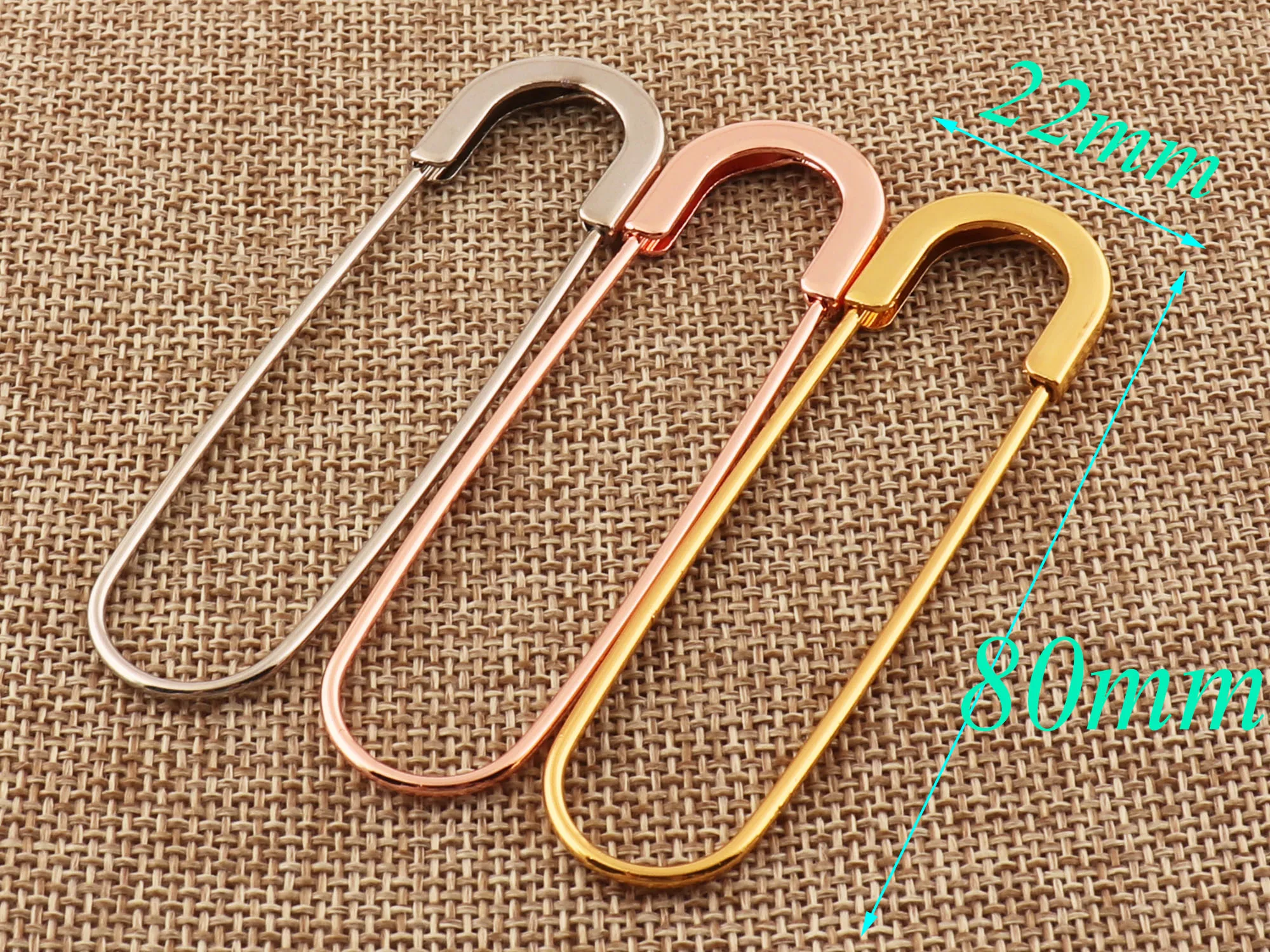 Large Safety Pins, Safety Pin Loops, Large Safety Pin Gold