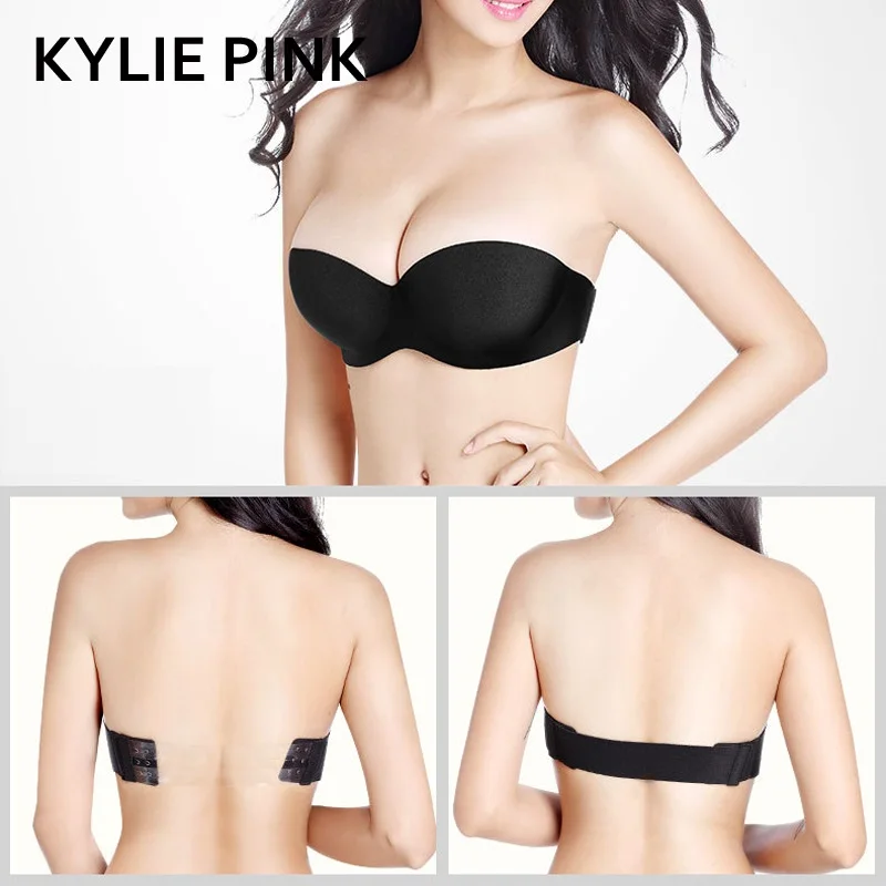 KYLIE розовый Для женщин Магия Push Up Bra без бретелек Для женщин Бюстгальтеры на косточках 1/2 стакана Вернуться обтягивающее платье свадебный