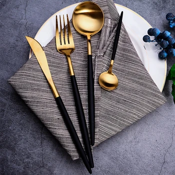 

Feiqiong 4 Pcs Plated Flatware Sets Spoon Fork Teaspoon Sets Stainless Steel Western-style Food Tableware Flatware Kitchen Tool
