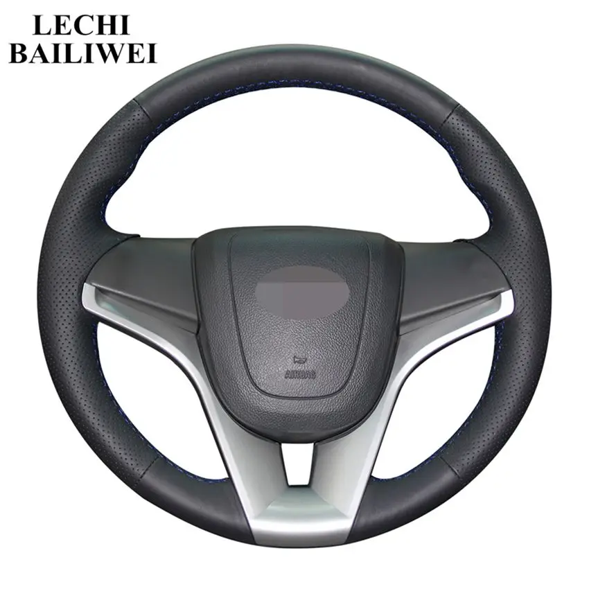 Черные чехлы на руль из натуральной кожи для Chevrolet Aveo Orlando Holden Cruze Ravon R4 2009 2014|Чехлы