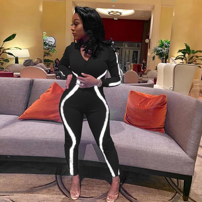 Женские комбинезоны для йоги комбинезон со светоотражающими полосками