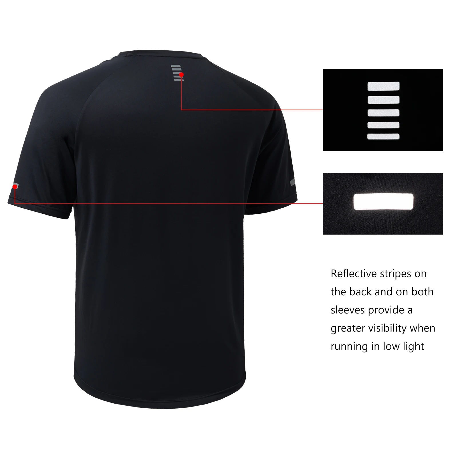Lightbare  Men Running Sports Shirts Short Sleeve Lightweight Quick Dry Anti Odor Breathable Summer Fitness Training
