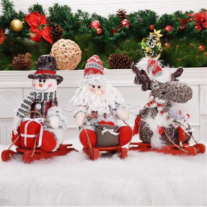 

Sled Santa Claus Snowman Elk christmas decoration Christmas Figures Doll Toy New Year Gift for Kids adornos de navidad For 2020